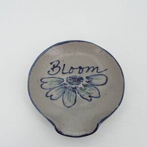 Rowe Pottery Salt Glazed Stoneware Floral Bloom Spoon Rest